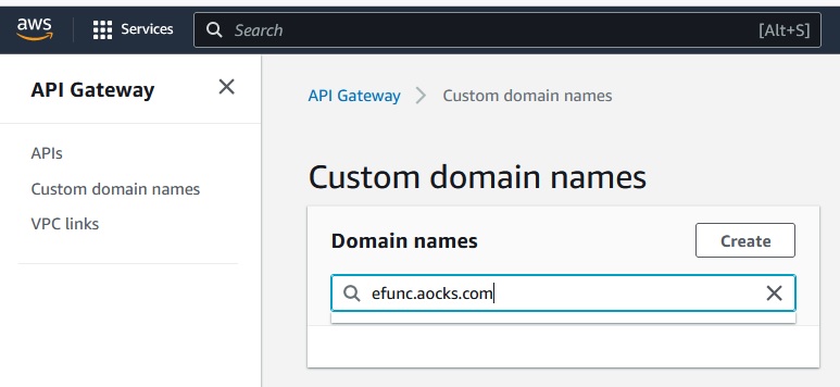 Figure 4: Creating a custom domain name for your API.