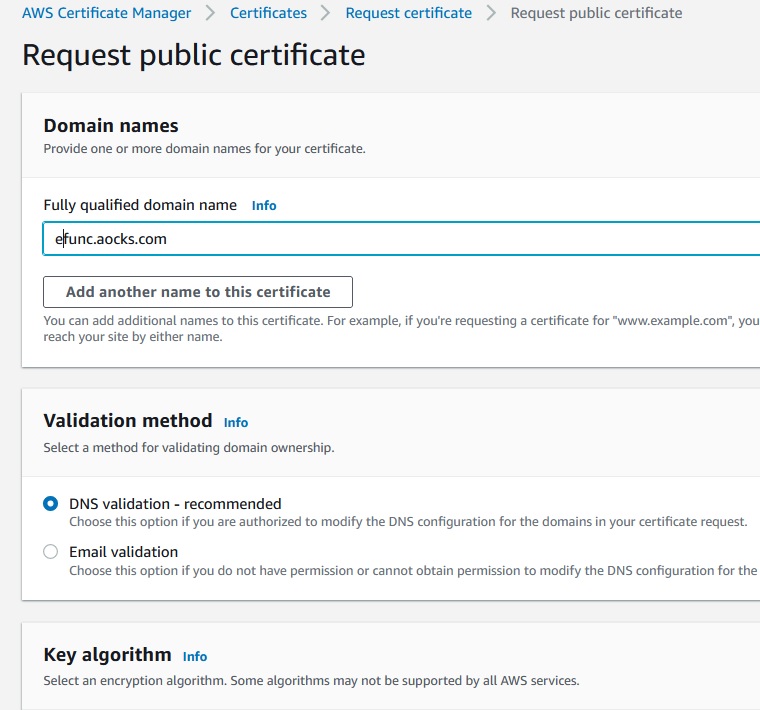 Figure 1: Getting a certificate from AWS.